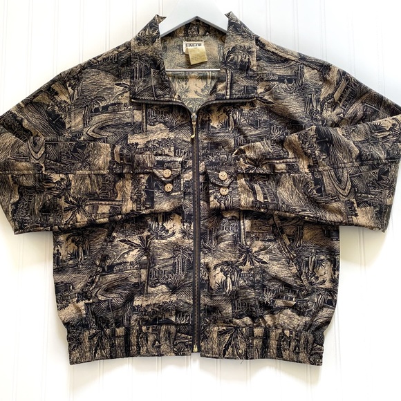 Line Up For Sport Women's Tropical Island Palm Print Full Zip Jacket Size Small - Picture 12 of 12